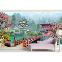 Wunderschöne Sakura Blüte Garten Japan Tapete Moderne Wand Dekor Große Wandbilder Natur Premium Qualität Fototapete von DecorationBoutiqShop