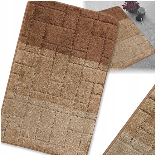 Decorator HOME Badteppich Braun – rutschfeste Badematte für Badezimmer 50x80 cm – Weich, Waschbar & Komfortabel – Badvorleger Braun - Ideal für Fußbodenheizung von Decorator HOME