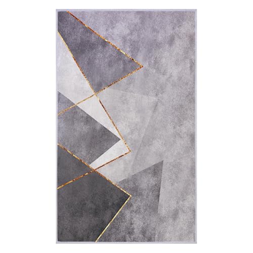 Decorator HOME Designer Teppich Fancy VIII für Wohnzimmer – Waschbar & rutschfest 50x80 cm - Fußbodenheizung geeignet - Polyester Hellgrau Vielseitig & Pflegeleicht von Decorator HOME