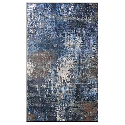 Decorator HOME Designer Teppich Fancy XII für Wohnzimmer – Waschbar & rutschfest 60x100 cm - Fußbodenheizung geeignet - Polyester Dunkelblau Vielseitig & Pflegeleicht von Decorator HOME
