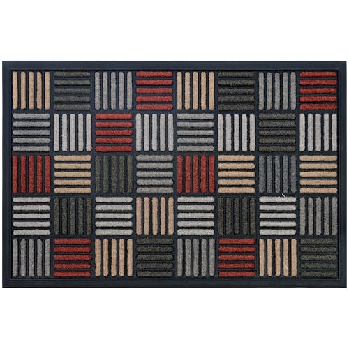Decorator HOME Fußmatte 40x60 cm – Gummi, PVC, Antirutsch - Schmutzfangmatte Bunt mit Parquet-Muster für Eingang und Terrasse - Ideal für Außenbereich Decorator HOME Fußmatte 40x60 cm – Gummi, PVC, Antirutsch - Schmutzfangmatte Bunt mit Parquet-Muster für Eingang und Terrasse - Ideal für Außenbereich von Decorator HOME