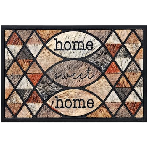 Decorator HOME Fußmatte 45x75 cm – Gummi, PVC, Antirutsch - Schmutzfangmatte Braun mit „Home Sweet Home“ Design für Eingang und Terrasse - Ideal für Außenbereich Decorator HOME Fußmatte 45x75 cm – Gummi, PVC, Antirutsch - Schmutzfangmatte Braun mit „Home Sweet Home“ Design für Eingang und Terrasse - Ideal für Außenbereich von Decorator HOME