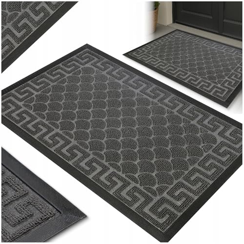 Decorator HOME Fußmatte Tivoli für Innen und Außen 80x120 cm – Grau, rutschfest, Modernes 3D-Design Schmutzfangmatte - Türmatte haustür leicht zu reinigen von Decorator HOME