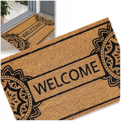 Decorator HOME Kokosmatte KERRA Fußmatte 40x60 cm – Rutschfester Fusmattenteppich außen & innen aus Gummi mit Kokosfasern, saugfähig & wetterfest von Decorator HOME
