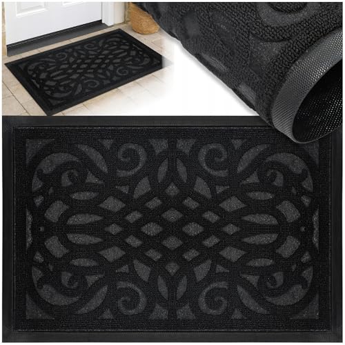 Decorator HOME Schmutzfangmatte Tivoli 40x60 cm für Innen und Außen – Schwarz, rutschfest, Modernes 3D-Design Fußmatte - Türmatte haustür leicht zu reinigen von Decorator HOME