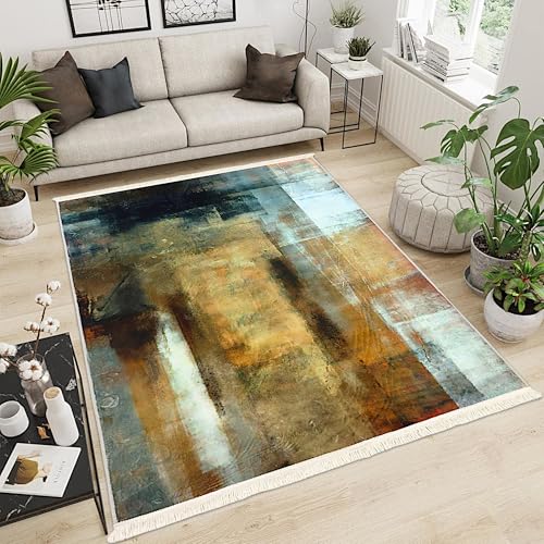 Decorator HOME Teppich Wohnzimmer Beige Braun 80x140 – Moderner Wohnzimmerteppich – rutschfest & Pflegeleicht, Weich & Allergikerfreundlich – Designer Teppich mit Oekotex Zertifiziert von Decorator HOME