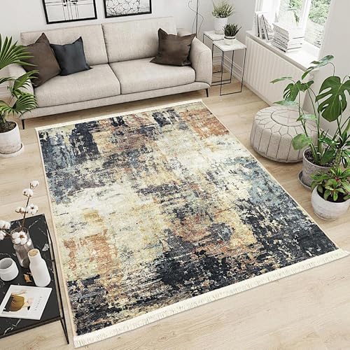 Decorator HOME Teppich Wohnzimmer Beige Grau Gold 50x80 – Moderner Wohnzimmerteppich – rutschfest & Pflegeleicht, Weich & Allergikerfreundlich – Designer Teppich mit Oekotex Zertifiziert von Decorator HOME