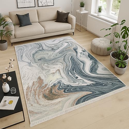 Decorator HOME Teppich Wohnzimmer Grau 140x200 - Moderner Wohnzimmerteppich – rutschfest & Pflegeleicht, Weich & Allergikerfreundlich - Designer Teppich mit Oekotex Zertifiziert von Decorator HOME