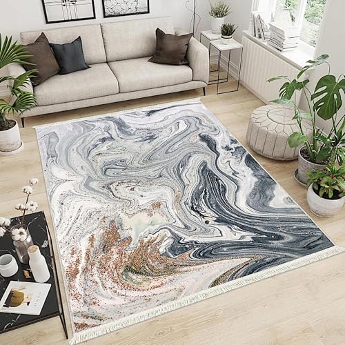 Decorator HOME Teppich Wohnzimmer Grau 50x80 - Moderner Wohnzimmerteppich – rutschfest & Pflegeleicht, Weich & Allergikerfreundlich - Designer Teppich mit Oekotex Zertifiziert von Decorator HOME