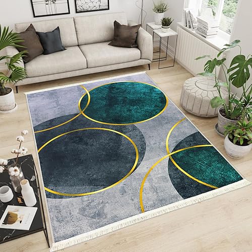 Decorator HOME Teppich Wohnzimmer Grau Grün 80x140 – Moderner Wohnzimmerteppich – rutschfest & Pflegeleicht, Weich & Allergikerfreundlich – Designer Teppich mit Oekotex Zertifiziert von Decorator HOME