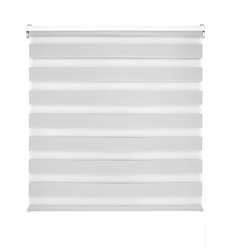 Decorblind Doppellagiges Rollo für Nacht und Tag, Montage an Wand oder Decke, Maße: Breite 120 x Länge 180 cm, Maße Stoff: 117 x 175 cm, Grau, Tageslichtrollo für Nacht und Fenster von Decorblind