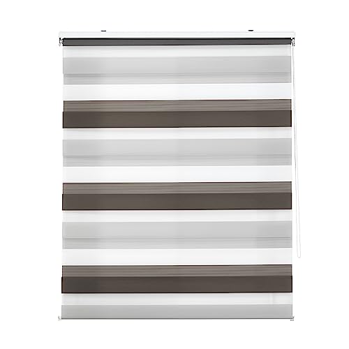 Decorblind Doppellagiges Rollo für Tag und Nacht – Installation an Wand oder Decke, Maße 160 x 180 cm (B x L), Stoff 157 x 175 cm – dreifarbig braun-grau-weiß für Fenster Decorblind Doppellagiges Rollo für Tag und Nacht – Installation an Wand oder Decke, Maße 160 x 180 cm (B x L), Stoff 157 x 175 cm – dreifarbig braun-grau-weiß für Fenster von Decorblind