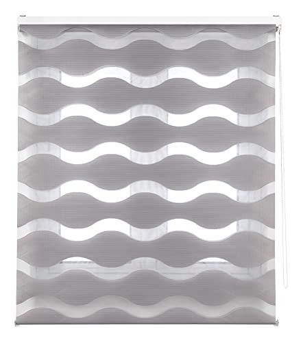 Decorblind Doppellagiges Rollo für Nacht und Tag, Montage an Wand oder Decke, Maße: Breite 80 x Länge 180 cm, Maße Stoff: 77 x 175 cm, silberfarbene Jalousie, Fensterrollo Decorblind Doppellagiges Rollo für Nacht und Tag, Montage an Wand oder Decke, Maße: Breite 80 x Länge 180 cm, Maße Stoff: 77 x 175 cm, silberfarbene Jalousie, Fensterrollo von Decorblind