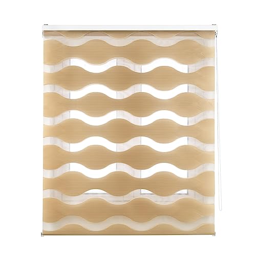 Decorblind | Doppellagiges Rollo für Nacht und Tag, Montage an Wand oder Decke, Rollo: 100 x 180 cm Breite x Länge/Maße Stoff: 97 x 175 cm – Beige von Decorblind