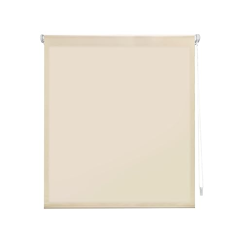 Decorblind | EasyFix Rollo lichtdurchlässig ohne Werkzeug und ohne Bohren, Maße Rollo: 107 x 180 cm Breite x Länge/Maße Stoff: 104 x 175 cm, beige glatt, Jalousie für Fenster von Decorblind