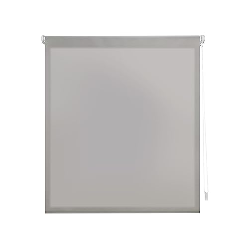 Decorblind | EasyFix Rollo lichtdurchlässig ohne Werkzeug und ohne Bohren, Maße Rollo: 107 x 180 cm Breite x Länge/Maße Stoff: 104 x 175 cm – Silber Uni, Jalousie für Fenster von Decorblind