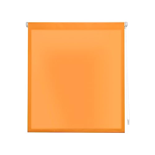 Decorblind | EasyFix-Rollo lichtdurchlässig ohne Werkzeug und ohne Bohren, Maße Rollo: 140 x 180 cm (B x L) / Maße Stoff: 137 x 175 cm, Orange, einfarbig, Jalousien für Fenster von Decorblind