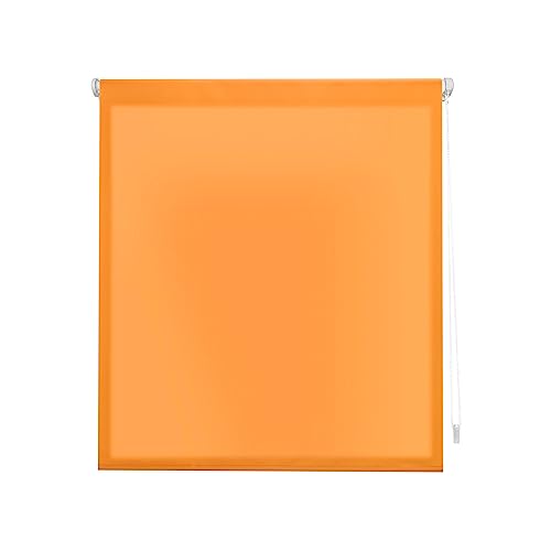 Decorblind | EasyFix Rollo lichtdurchlässig ohne Werkzeug und ohne Bohren, Rollo: 107 x 180 cm Breite x Länge/Maße Stoff: 104 x 175 cm – Orange Uni, Jalousie für Fenster von Decorblind