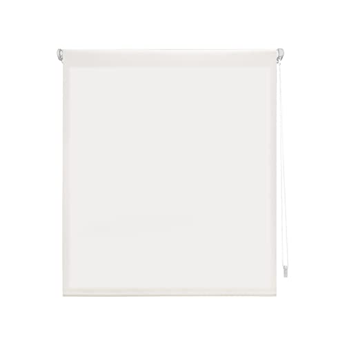 Decorblind | EasyFix Rollo lichtdurchlässig ohne Werkzeug und ohne Bohren, Rollo: 52 x 180 cm Breite x Länge/Maße Stoff: 49 x 175 cm, Ecru, einfarbig, Fensterrollos von Decorblind