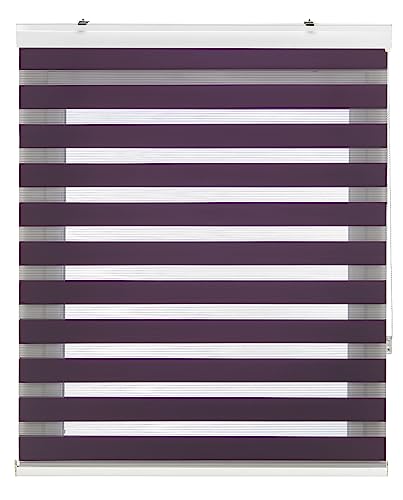 Decorblind | Rollo für Nacht und Tag mit Galerie, Wand- oder Deckenmontage, Maße: Breite 120 x Länge 180 cm, Maße Stoff: 117 x 175 cm, Violett, Fensterrollo von Decorblind