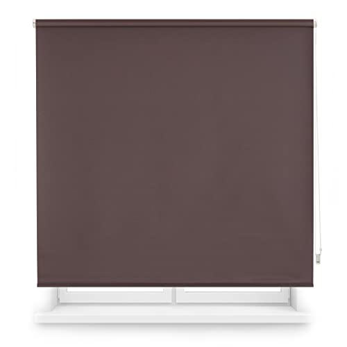 Decorblind | Thermo-Verdunkelungsrollo, Maße Rollo: 120 x 230 cm Breite x Länge/Maße Stoff: 117 x 225 cm, einfarbig, Dunkelbraun, einfache Montage an Wand oder Decke von Decorblind