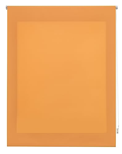 DECORBLIND | Raffrollo, lichtdurchlässig, glatt, Maße Rollo: 160 x 175 cm (B x L), Maße Stoff, einfarbig, 157 x 170 cm, lichtdurchlässig, Orange, einfache Montage an Wand oder Decke von Decorblind
