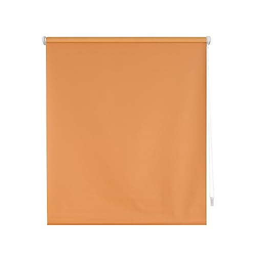 Decorblind | Verdunkelungsrollo, glatt, ohne Werkzeug und ohne Bohren, Maße Rollo: 107 x 180 cm Breite x Länge/Maße Stoff: 104 x 175 cm, einfarbig, Orange, Fensterrollos von Decorblind