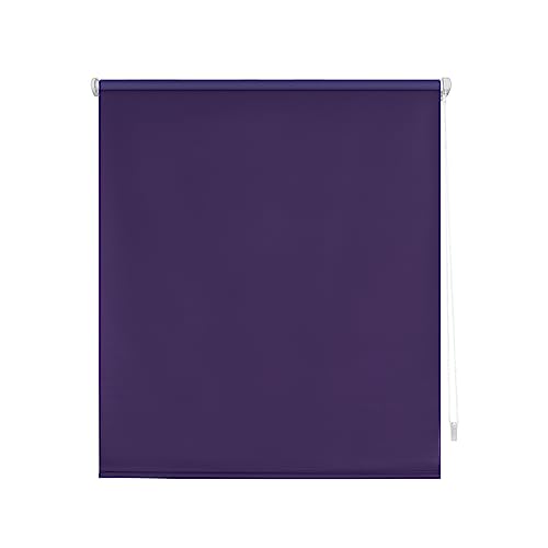 Decorblind | Verdunkelungsrollo, glatt, ohne Werkzeug und ohne Bohren, Maße Rollo: 107 x 180 x 180 cm (B x L), Maße Stoff: 104 x 175 cm, einfarbig, Violett, Fensterrollos von Decorblind