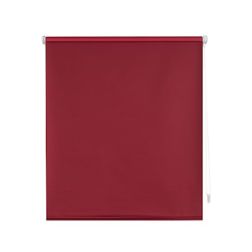 Decorblind | Verdunkelungsrollo, glatt, ohne Werkzeug und ohne Bohren, Maße Rollo: 140 x 180 x 180 cm (B x L), Maße Stoff: 137 x 175 cm, einfarbig, Bordeaux, Jalousie für Fenster von Decorblind