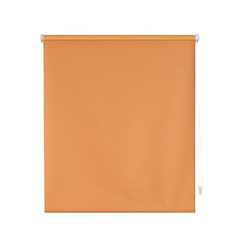 Decorblind Verdunkelungsrollo, glatt, ohne Werkzeug und ohne Bohren, Maße 37 x 180 cm (Breite x Länge), Stoff 34 x 175 cm, Orange, für Fenster von Decorblind