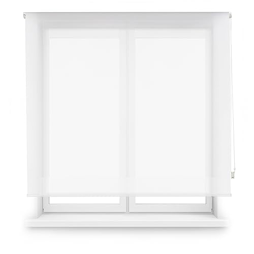 Decorblind | Verdunkelungsrollo Stoff Screen Größe: 100x250 - Blendschutz ohne auf Licht zu verzichten - Einfache Montage Wand oder Decke - Rollo Fenster Farbe: Weiß von Decorblind