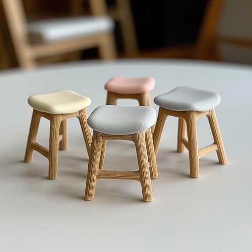 3D-bedruckter Puppenhaus-Hocker | Miniatur-Holzstuhl im Maßstab 1:12 für Puppenhaus-Dekor | Sammlerstück Mini-Möbel von Decords