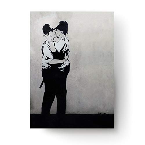 Banksy Kissing Poster cops - kiss Coppers Men - Wall Policemen Police Romantic Paper Prints - Street Art Graffiti Home Room Decor von Decords