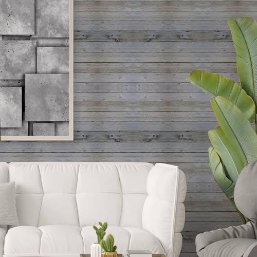Rustikale selbstklebende Holzdielen-Wandaufkleber, zum Abziehen und Aufkleben, Tapete für Heimdekoration, 205 x 120 cm von Decords