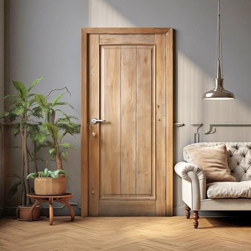 Rustikaler brauner Holz-Tapetenaufkleber für Scheunentüren, zum Abziehen und Aufkleben, Holztürabdeckung, 89,9 cm von Decords