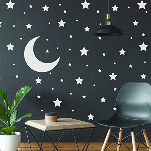Weiße Sterne Aufkleber – Weltraumthema Schlafzimmer Konstellation Tapete Dekor Aufkleber – Stern Mond Kinderzimmer Aufkleber für Wand – 220 Aufkleber von Decords