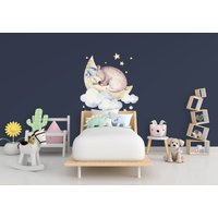 Babyzimmer Wanddeko Aufkleber - Animal Cloud Dream Für Jungen Mädchenzimmer Kleinkind Und Neugeborenen Kinderzimmer Mond Stern Deko von DecordsTM