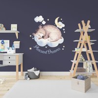 Schlafende Tiere Kinderzimmer Wandsticker - Sweet Dreams Cloud Kid Babyzimmer Deko Aufkleber Süßer Teddybär Entfernbar Hase Kinderaufkleber von DecordsTM