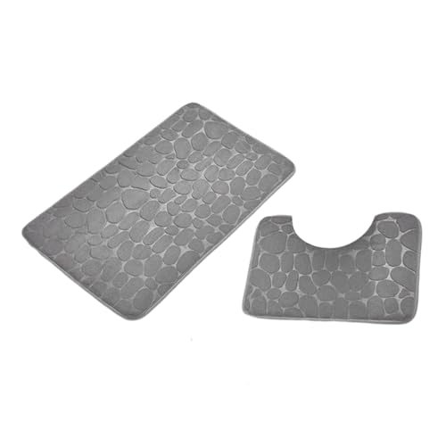 Badematte – 2 Stück rutschfeste Bodenmatten für Badezimmer, Korallen-Fleece-Bad-Set, Badezimmermatte mit U-Form Badematte, Toilettenvorleger, Badezimmerteppich, super saugfähige Badematten, schnell von Decorhome