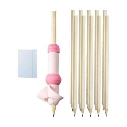 Bleistift-Griffe, 12 Schreibhilfen zur Haltungskorrektur, wissenschaftlicher Stift-Haltetrainer, inklusive 1 Bleistiftgreifer, 1 Radiergummi, 10 zufällige Bleistifte, perfekt für junge von Decorhome