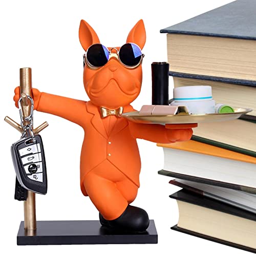 Bulldogge Tablett, Moderne Harz Bulldogge Tablett Statue, Hund Butler Skulptur Harz Aufbewahrung Tablett für Dekorationen Eingang, Tablett Aufbewahrung Schlüsselhalter Hund, Niedliche von Decorhome