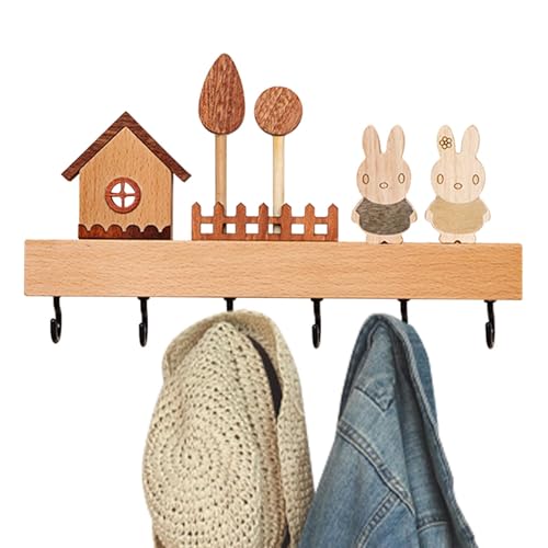 Decorhome Wandmontierte Schlüsselbretter, Handtuchhaken, Duschen, Holz, Kleiderhaken, Kleiderhaken, rustikal, Wanddekoration, Kleiderhaken mit 6 Haken für Lobby, Schlafzimmer von Decorhome