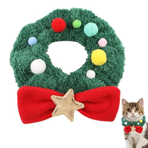 Decorhome Weihnachts-Haustierhalsband, niedliches Weihnachts-Plüschhalsband für Kätzchen, verstellbares Plüsch-Weihnachts-Hundehalsband, weich, bequem, Hundehalsband für Weihnachten von Decorhome