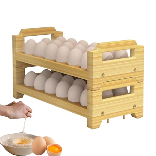 Eierhalter aus Holz, 2-stufiger Präsentationsständer, Eieraufbewahrungsregal, rustikales stapelbares Küchentheken-Präsentationsregal für Enteneier, Eieraufbewahrung für die Küche, leichter Eierablage- von Decorhome