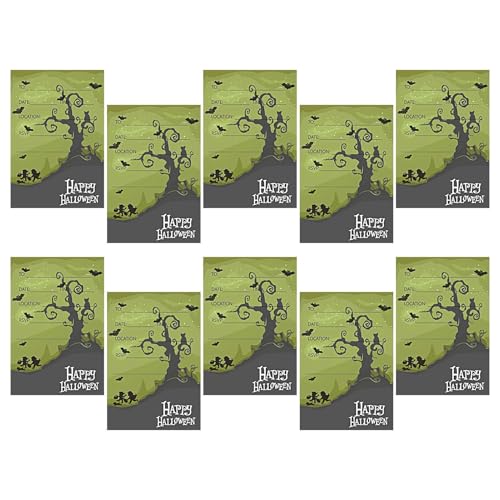 Halloween-Einladungskarten, Horror-Einladungskarten, Vintage-Design, gruseliges Totenkopf- und Spinnennetz-Design, Cartoon-Schloss, Karte für Spukhaus-Geschenke von Decorhome