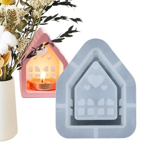 Haus-Kerzenhalter – Haus-Silikonform | Harzgussformen für Kerzenhalter Ornamente | Bastelbedarf für Gipsformen | kleine Haus-Kerzenständer Silikonform | Liebeshauskerze von Decorhome