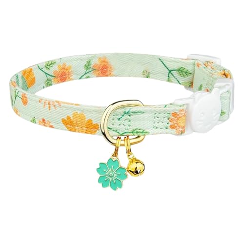 Katzenhalsband mit Glöckchen – niedlicher Blumenanhänger, verstellbares Breakaway-Halsband für kleine Katzen, Kätzchen, stilvolles bedrucktes Haustierhalsband aus Baumwolle mit Katzenhalsband mit Glöckchen – niedlicher Blumenanhänger, verstellbares Breakaway-Halsband für kleine Katzen, Kätzchen, stilvolles bedrucktes Haustierhalsband aus Baumwolle mit von Decorhome