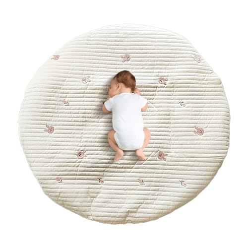 Kinder-Bodenmatte, große, runde Zeltmatte, Bodenmatten, Kinder-Aktivitätspad, waschbar und abnehmbar, für Spielzimmer, Wohnzimmer, Kinderzimmer, abnehmbar, rund, weich gepolstert von Decorhome