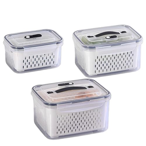Kühlschrank-Obst-Aufbewahrungsbehälter – 3/4/5-teiliges Set Outdoor-Picknickbox | Multifunktionale Lebensmittel-Gemüse-Aufbewahrung | Picknick-Aufbewahrungsbox, Wasch- Und Abtropfbehälter | Konservie von Decorhome