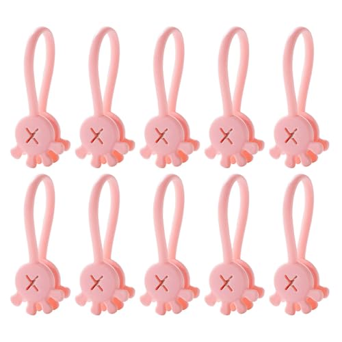 Magnetische Kabelbinder – 10 x handflächenförmige Silikonschnur-Organizer, wiederverwendbare Kabelbänder für Arbeitsplatz, Schule, Zuhause, Lesezeichen, Kühlschrankmagnete von Decorhome